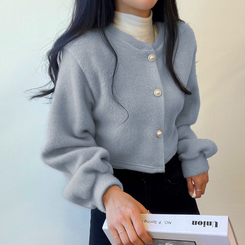 パールボタンクロップカーディガン SKY BLUE