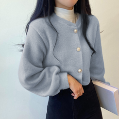 パールボタンクロップカーディガン SKY BLUE