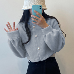 パールボタンクロップカーディガン SKY BLUE