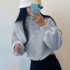 パールボタンクロップカーディガン SKY BLUE