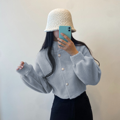 パールボタンクロップカーディガン SKY BLUE