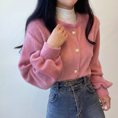 パールボタンクロップカーディガン PINK