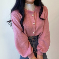 パールボタンクロップカーディガン PINK