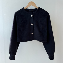 パールボタンクロップカーディガン