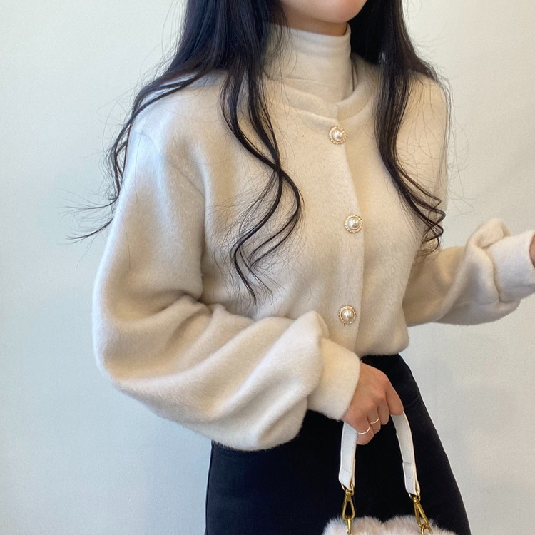 パールボタンクロップカーディガン IVORY