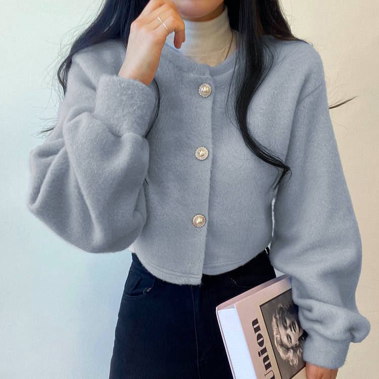 パールボタンクロップカーディガン SKY BLUE