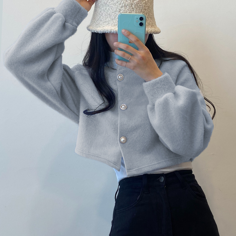パールボタンクロップカーディガン SKY BLUE