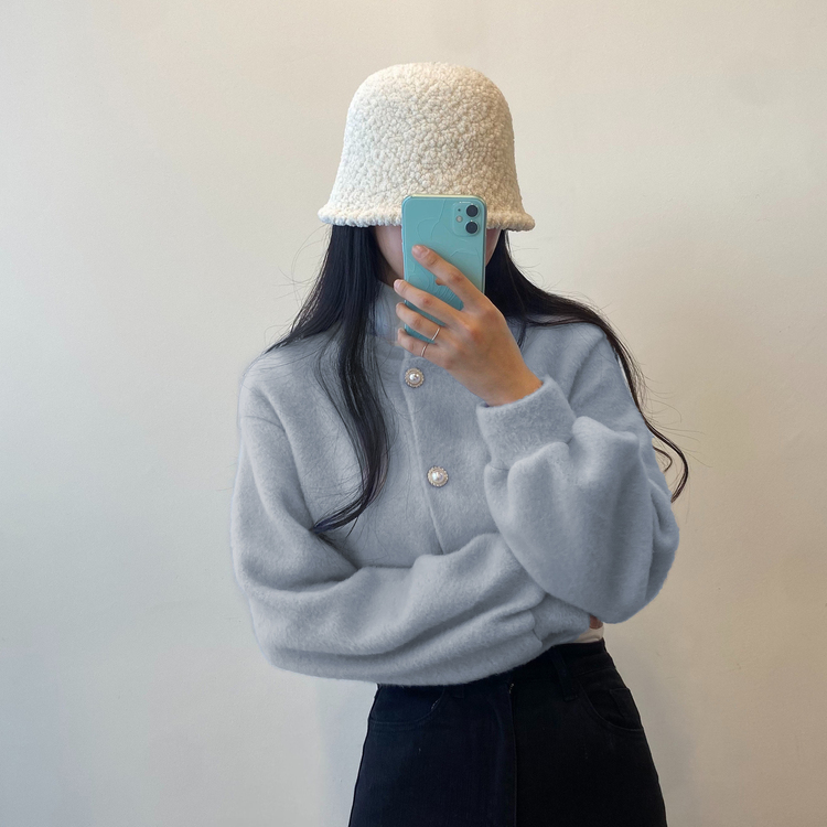 パールボタンクロップカーディガン SKY BLUE