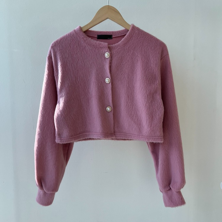 パールボタンクロップカーディガン