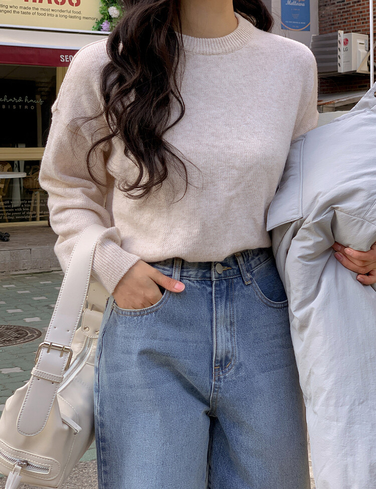 (울10%)르쥬 포근 데일리 컬러 니트 오트밀