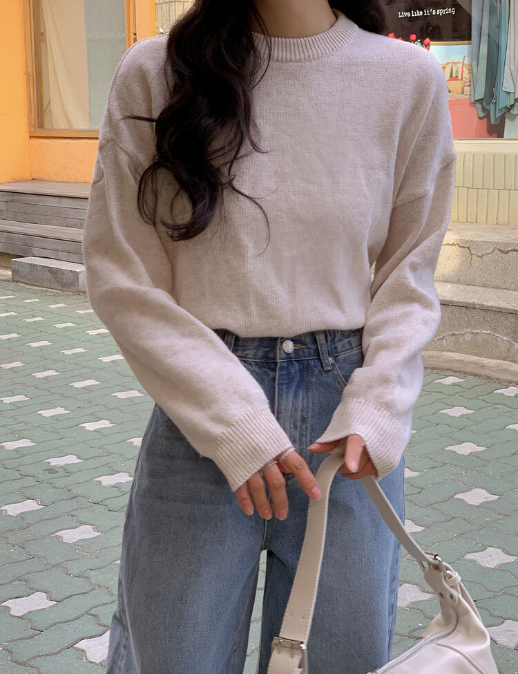 (울10%)르쥬 포근 데일리 컬러 니트 오트밀