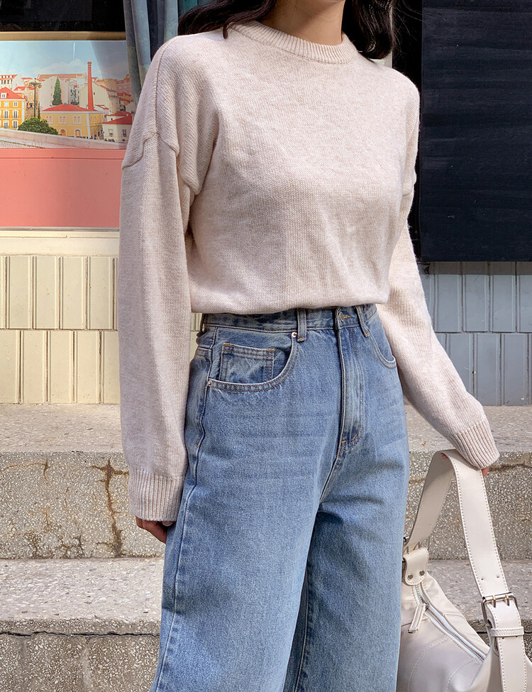 (울10%)르쥬 포근 데일리 컬러 니트 오트밀