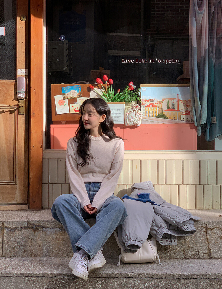 (울10%)르쥬 포근 데일리 컬러 니트 오트밀