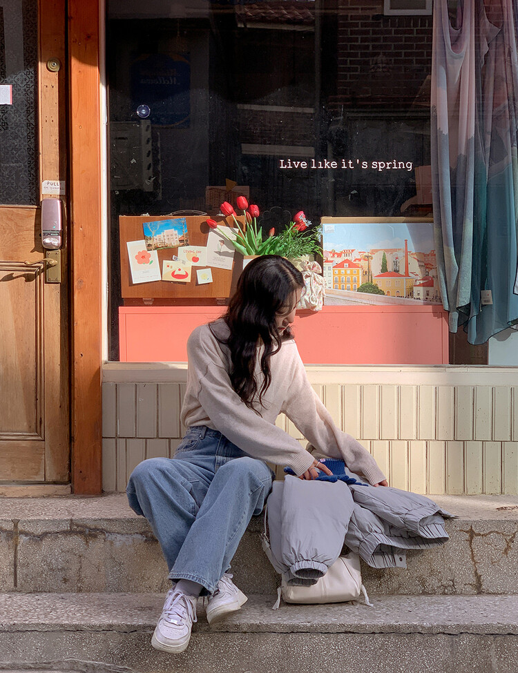 (울10%)르쥬 포근 데일리 컬러 니트 오트밀