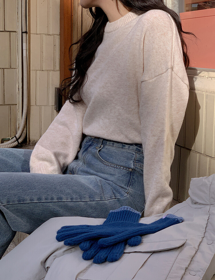 (울10%)르쥬 포근 데일리 컬러 니트 오트밀