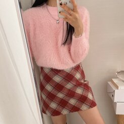 SSK11063 Aラインチェックミニスカート ミニスカート - ilang