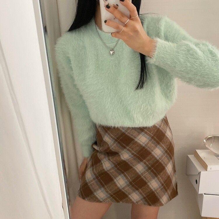 Miu Miu ピンクグリーンチェックミニスカートAライン新品 未使用 26588409_56377034_1000.jpg