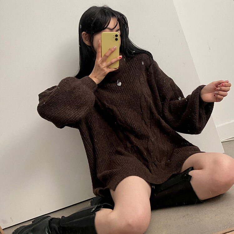 ウールケーブルニットワンピース｜ミニワンピース｜韓国ファッション