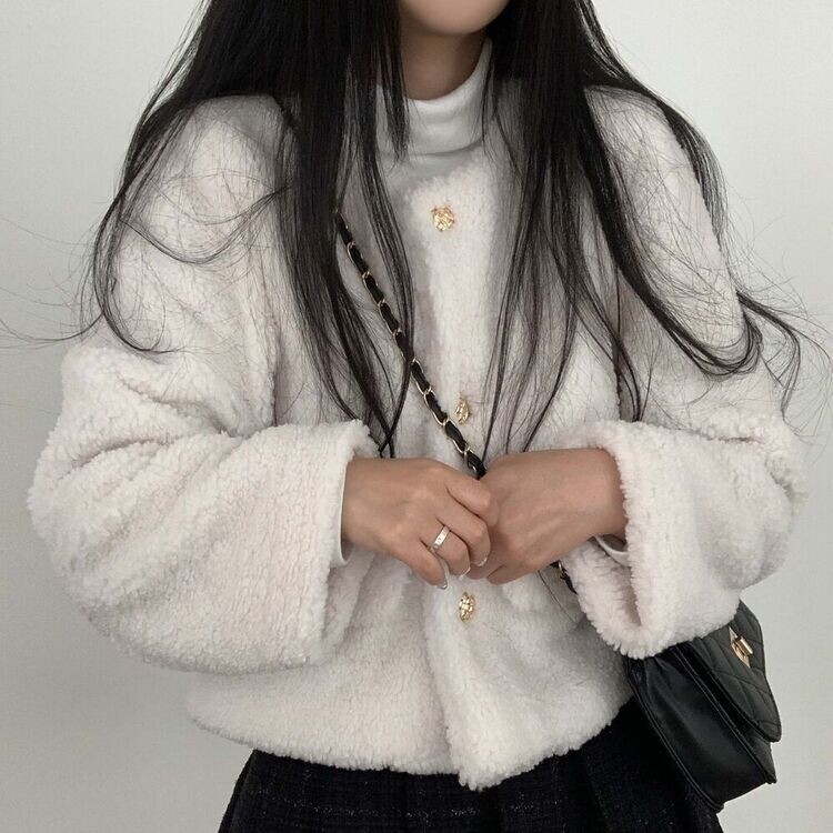 ボアコート ジャケット ゴールドボタン 大人可愛い 2color 韓国 セール】金ボタンノーカラーコート （長袖/ポケット/金釦
