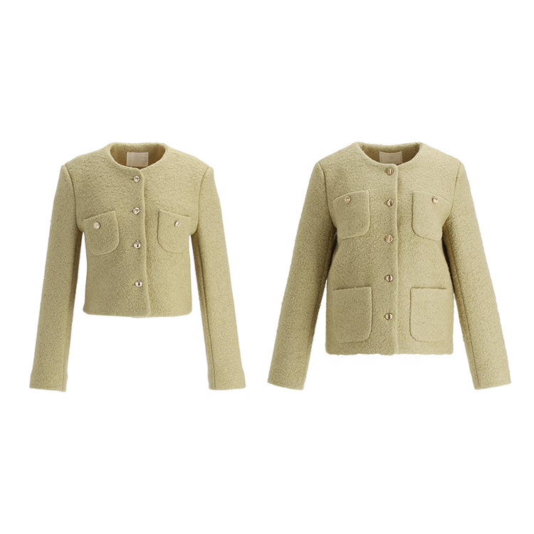 ノーカラーツイードジャケット