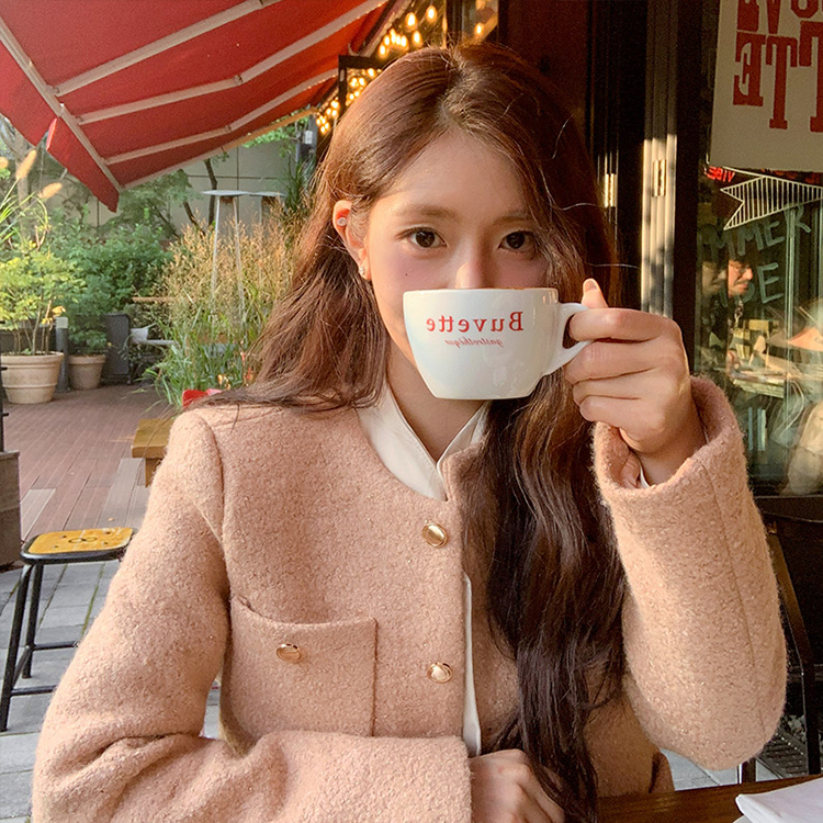 ノーカラーツイードジャケット PINK