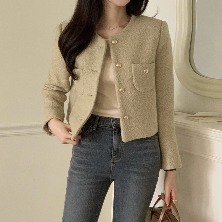 ノーカラーツイードジャケット MINT