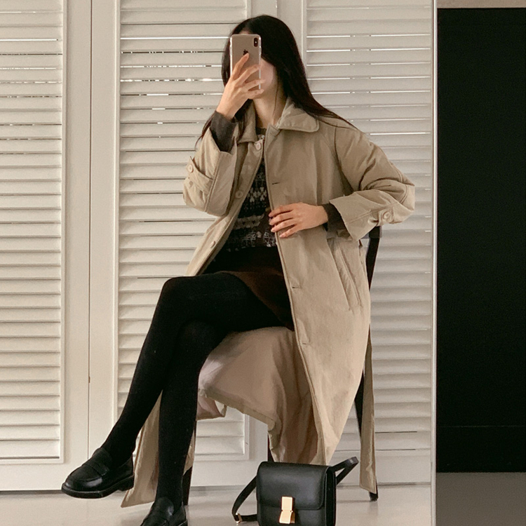 ベルト付き中綿ロングコート｜コート｜韓国ファッション通販 SONA