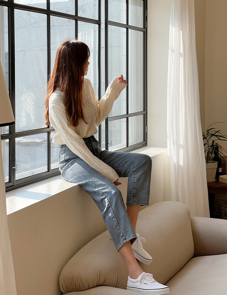 [숏,기본,롱~2XL]슬림 일자 밴딩 데님 팬츠(4color) 라이트블루