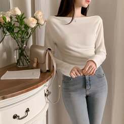 ドレープオフショルダートップス｜長袖Tシャツ｜韓国ファッション通販 SONA