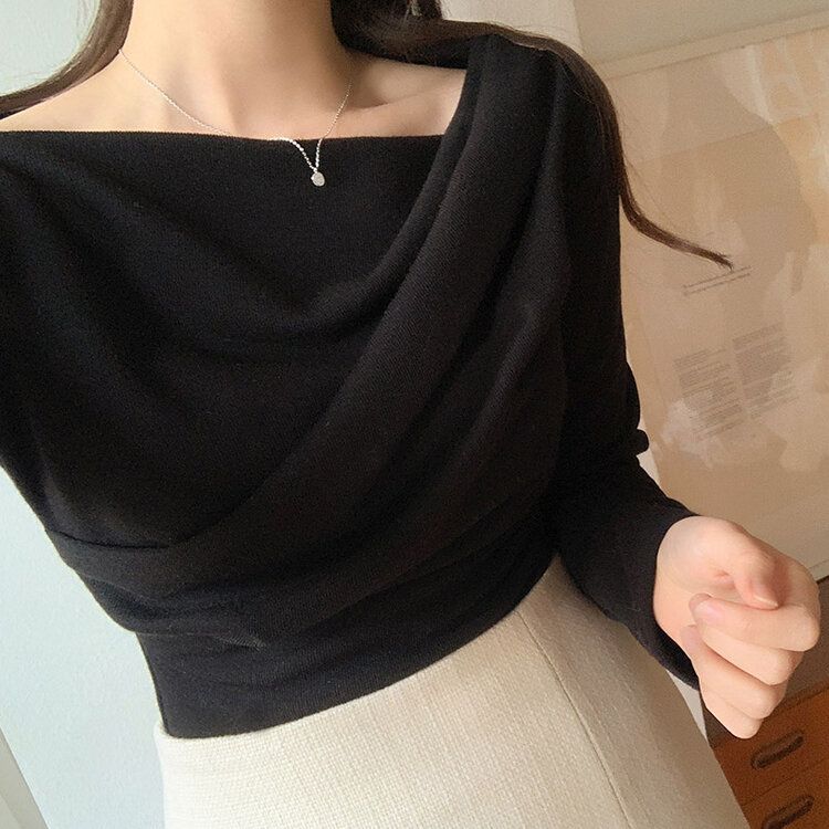 ドレープオフショルダートップス｜長袖Tシャツ｜韓国