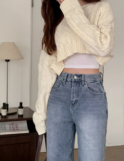 [ビンテージ!しっかり!]ワイドフィットデニムパンツ ライトブルー