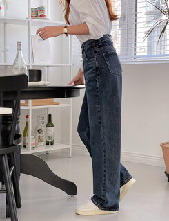 [ビンテージ!しっかり!]ワイドフィットデニムパンツ ディープブルー