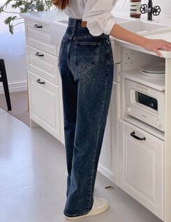 [ビンテージ!しっかり!]ワイドフィットデニムパンツ ディープブルー