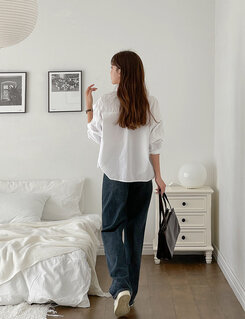 [ビンテージ!しっかり!]ワイドフィットデニムパンツ ディープブルー