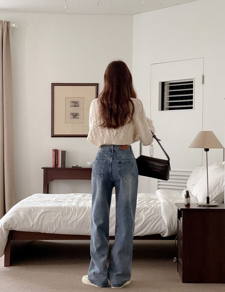 [ビンテージ!しっかり!]ワイドフィットデニムパンツ ライトブルー