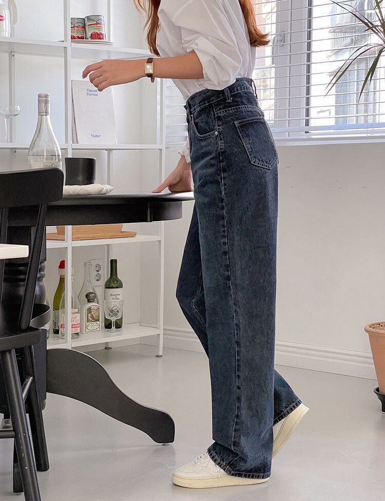 [ビンテージ!しっかり!]ワイドフィットデニムパンツ ディープブルー