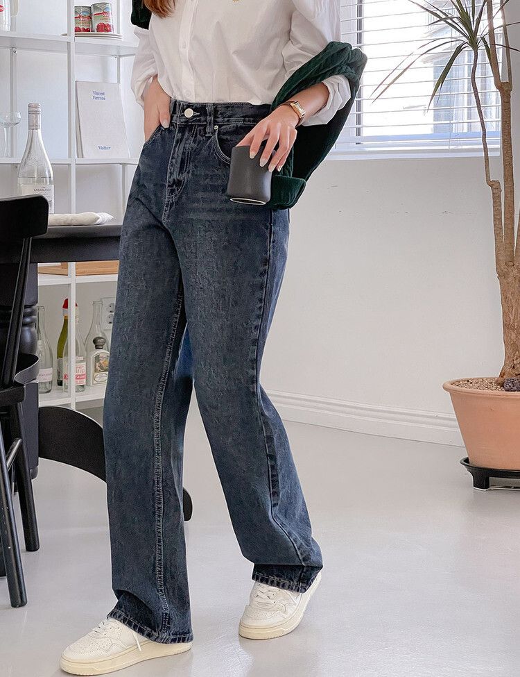 [ビンテージ!しっかり!]ワイドフィットデニムパンツ ディープブルー