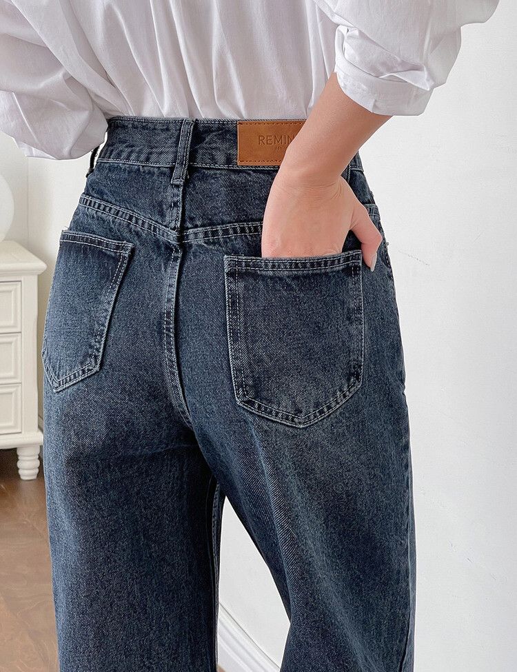 [ビンテージ!しっかり!]ワイドフィットデニムパンツ ディープブルー