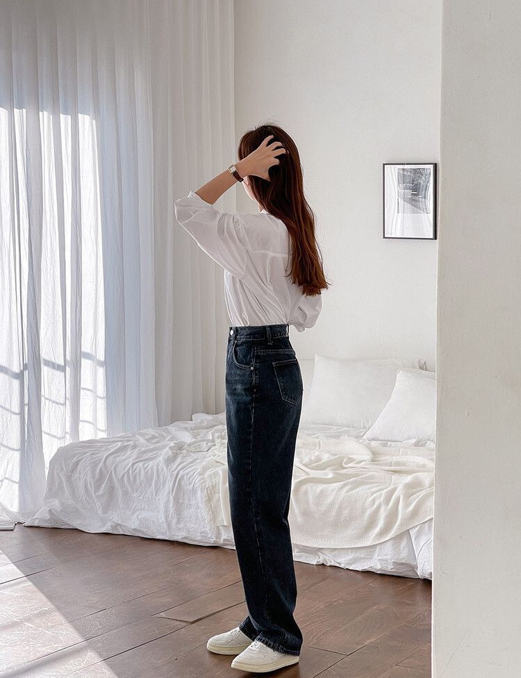 [ビンテージ!しっかり!]ワイドフィットデニムパンツ ディープブルー