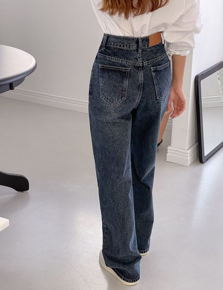 [ビンテージ!しっかり!]ワイドフィットデニムパンツ ディープブルー