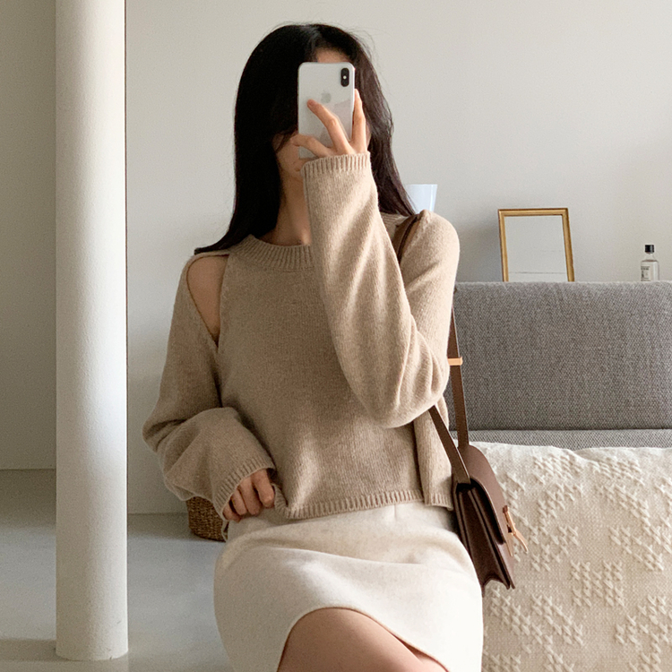 ウール50%] オープンショルダーニット｜ニット｜韓国ファッション通販 SONA