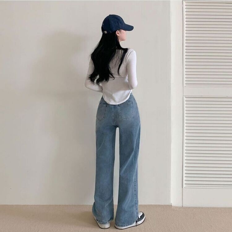 ハイウエストルーズフィットワイドデニムパンツ5色(SHORT/BASIC/LONG) LIGHT BLUE