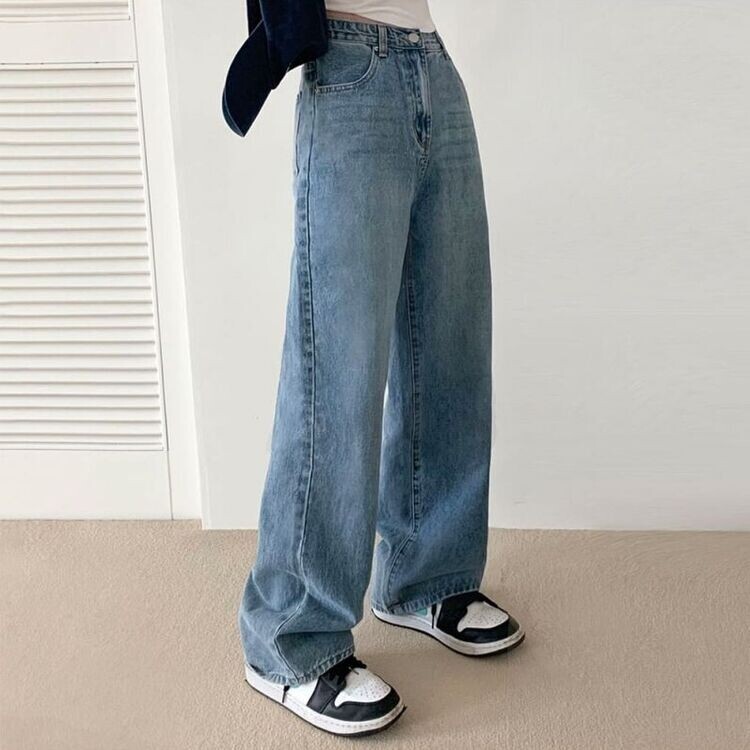 ハイウエストルーズフィットワイドデニムパンツ5色(SHORT/BASIC/LONG) LIGHT BLUE