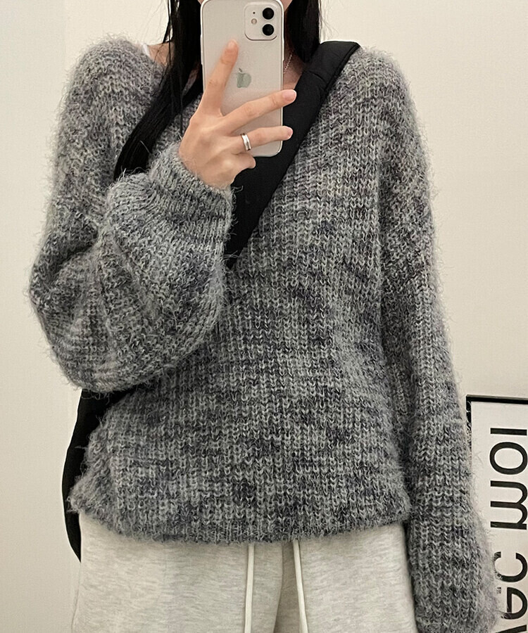 オフショルルーズフィットニット6色 グレー