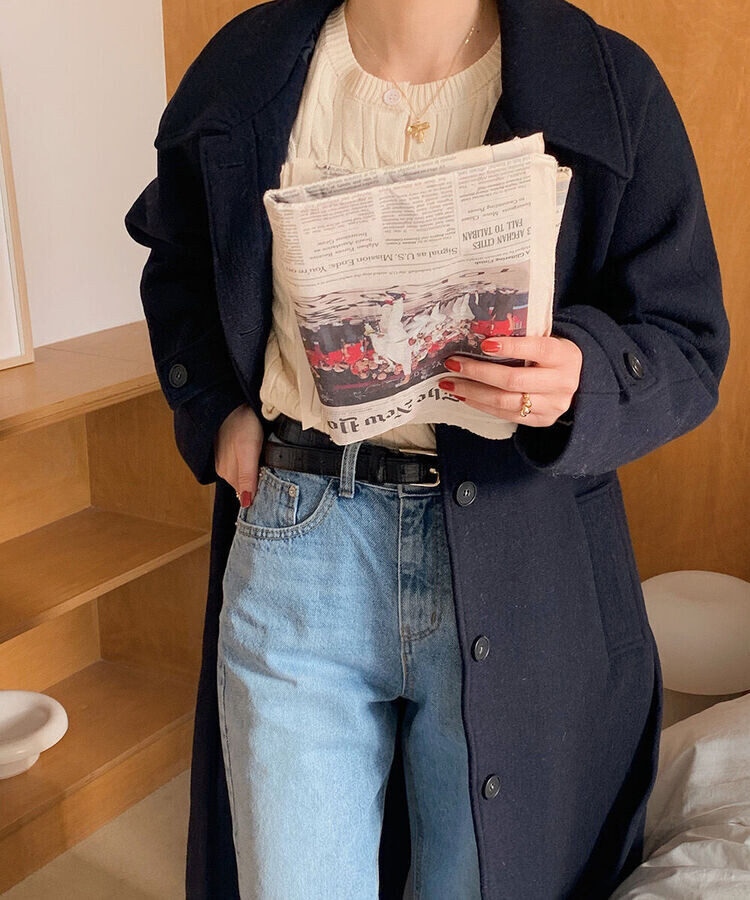 ラウンドネックケーブルニットカーディガン5色 CREAM