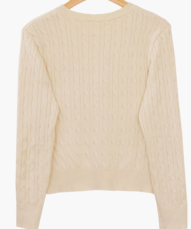 ラウンドネックケーブルニットカーディガン5色