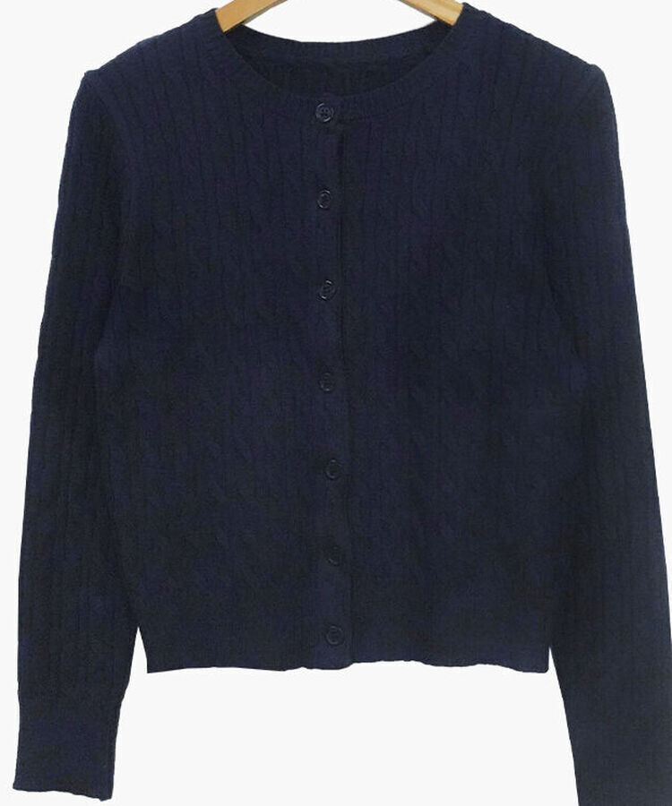 ラウンドネックケーブルニットカーディガン5色