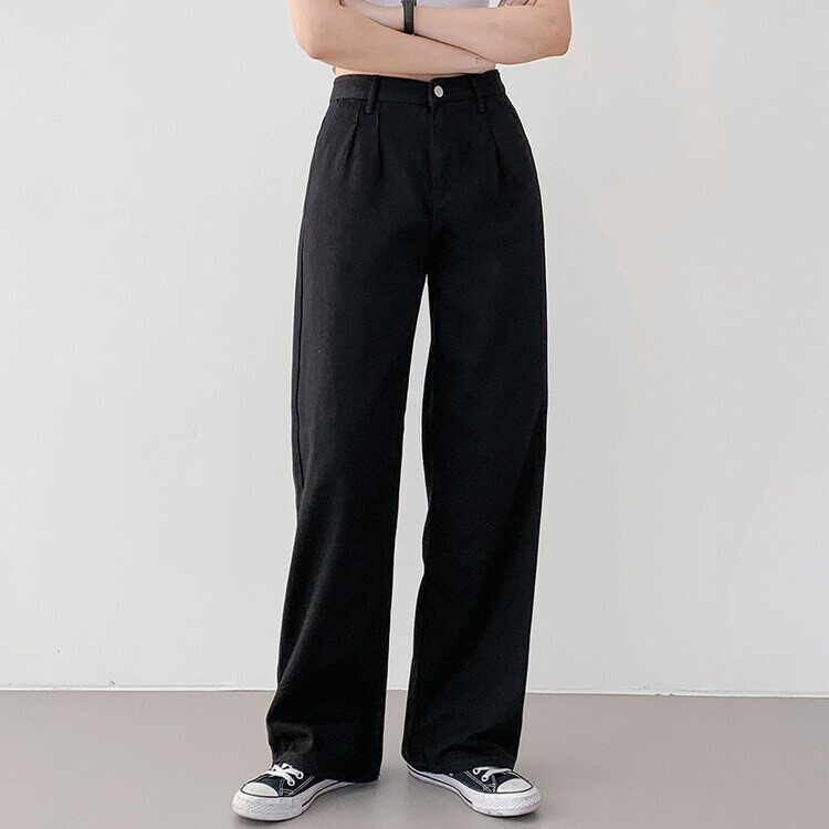 ハイウエストピンタックワイドコットンパンツ｜ロングパンツ