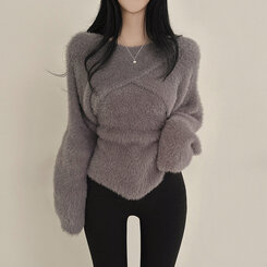 [SET]アンゴラボレロ+キャミソール CHARCOAL