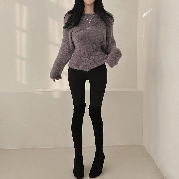 [SET]アンゴラボレロ+キャミソール CHARCOAL